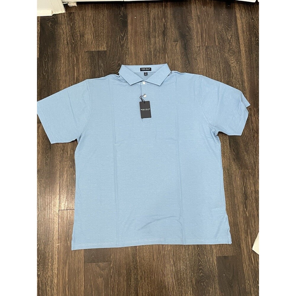 Peter Millar Men's Cannes 100% Cotton Polo Fountain Blue Size XL MSPR $160 NWT